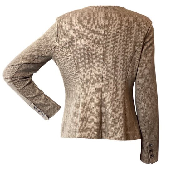 CABI Penny Blazer Tan Herringbone Fleck 3170 Lady Jacket Quiet Luxury Sz S #324C - Picture 10 of 13